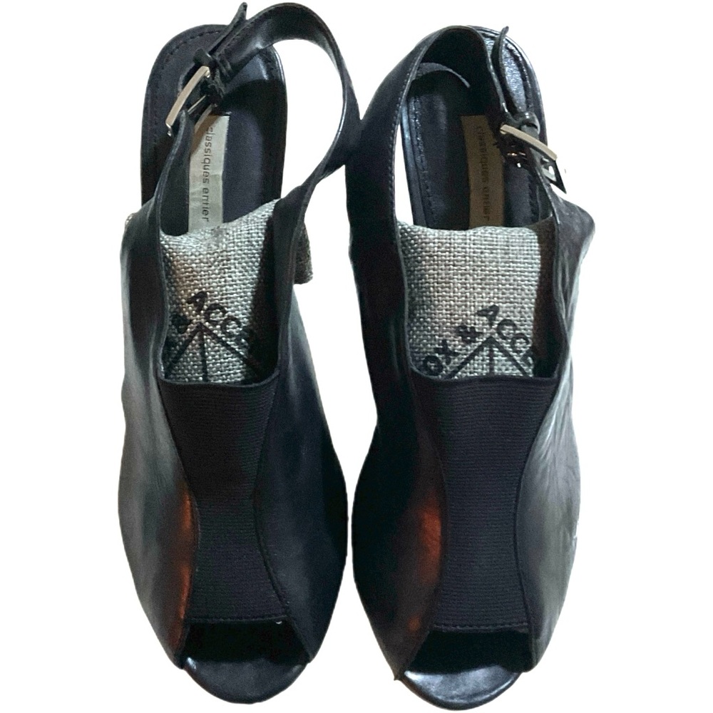 Black Peep-Toe Slingback Heels